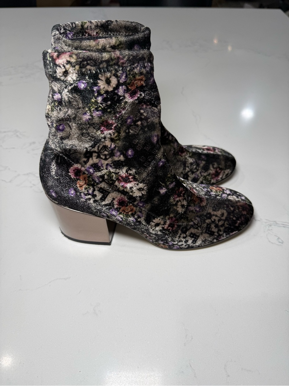 Gabriella Floral Velvet Sock Boots